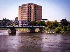 blue bridge over grand river